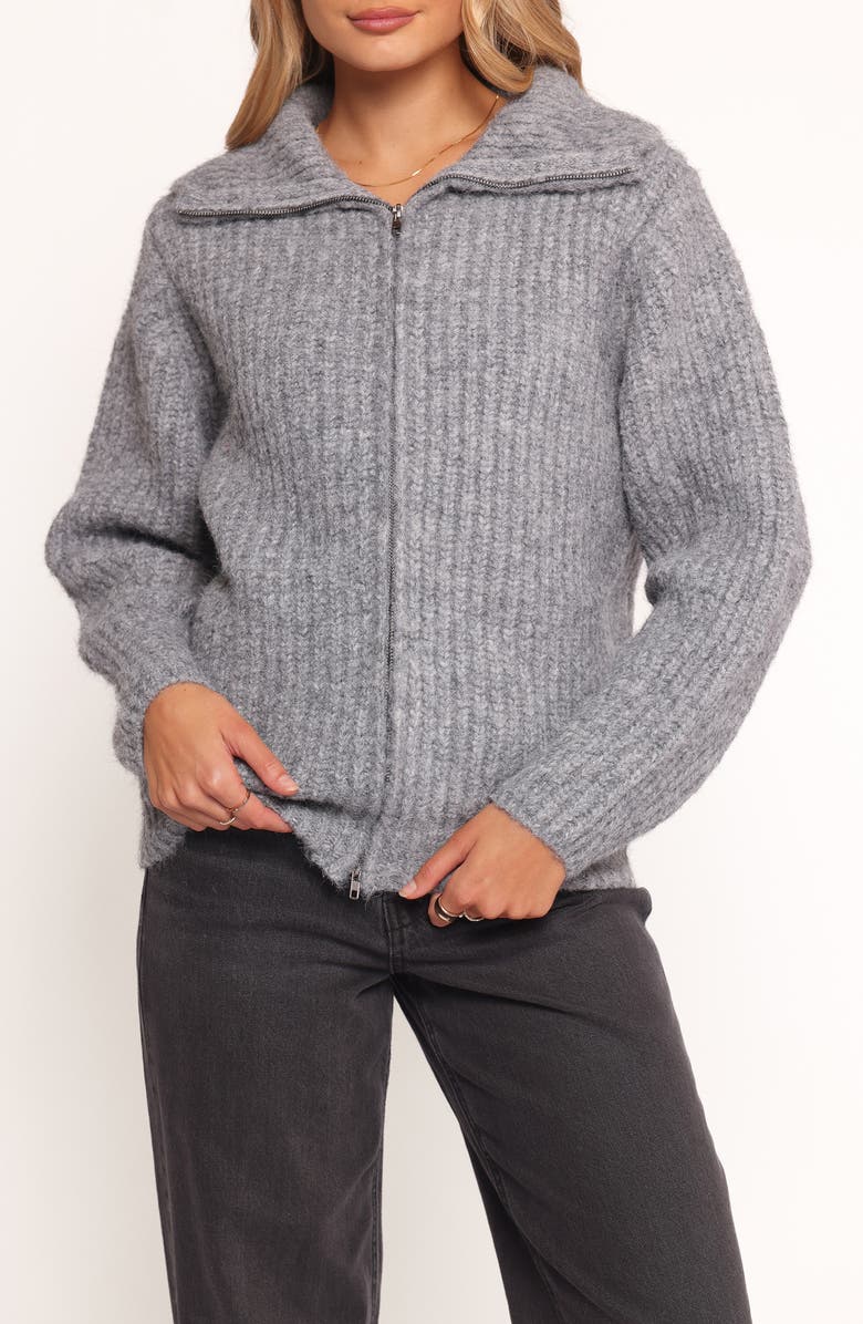 Petal & Pup Miffy Rib Zip-Up Cardigan, Main, color, Grey