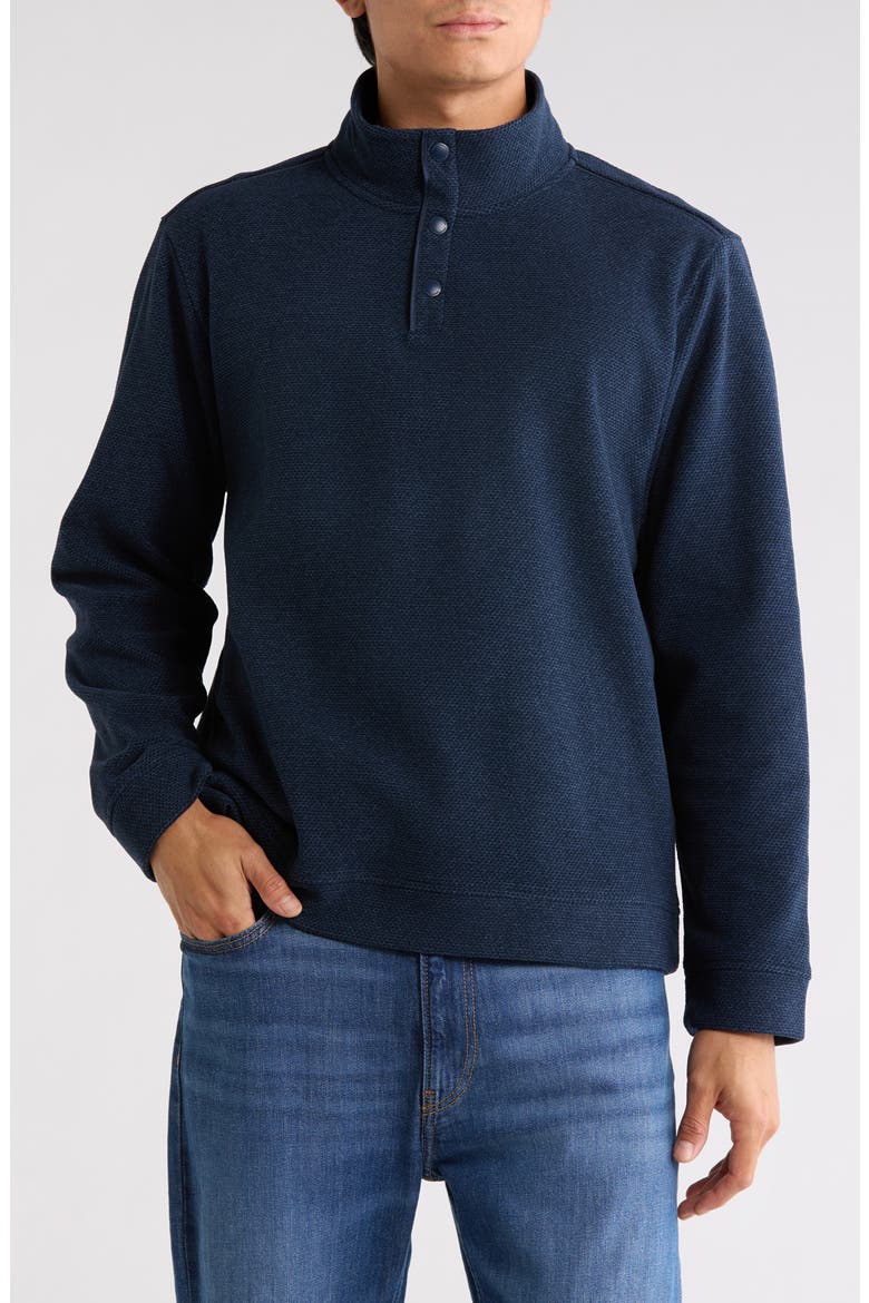 Seabridge Snap Mock Neck Sweatshirt, Main, color, DARK SAPPHIRE