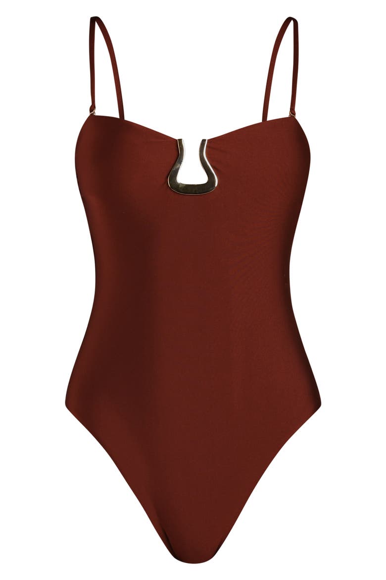Solids Strapless One-Piece Swimsuit, Alternate, color, MAHOGANY