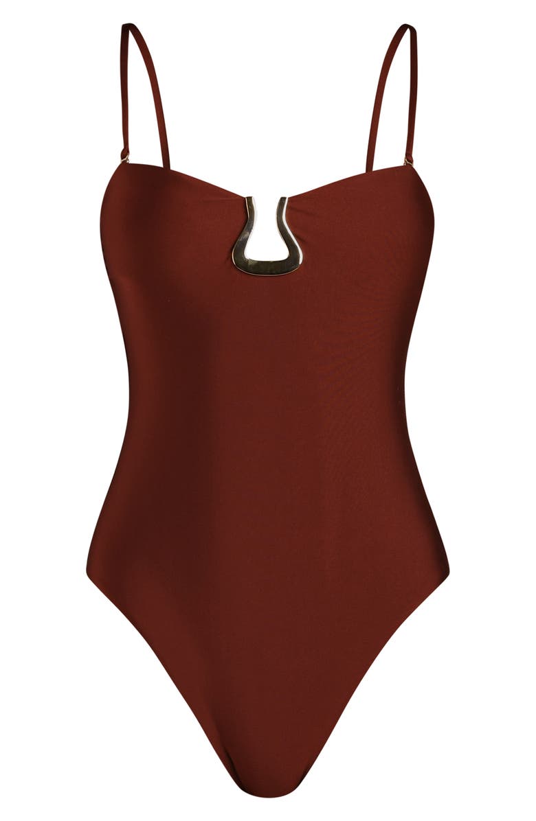 Sunshine 79 Solids Strapless One-Piece Swimsuit, Alternate, color, Mahogany