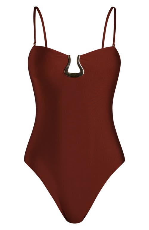 Sunshine 79 Solids Strapless One-piece Swimsuit In Brown