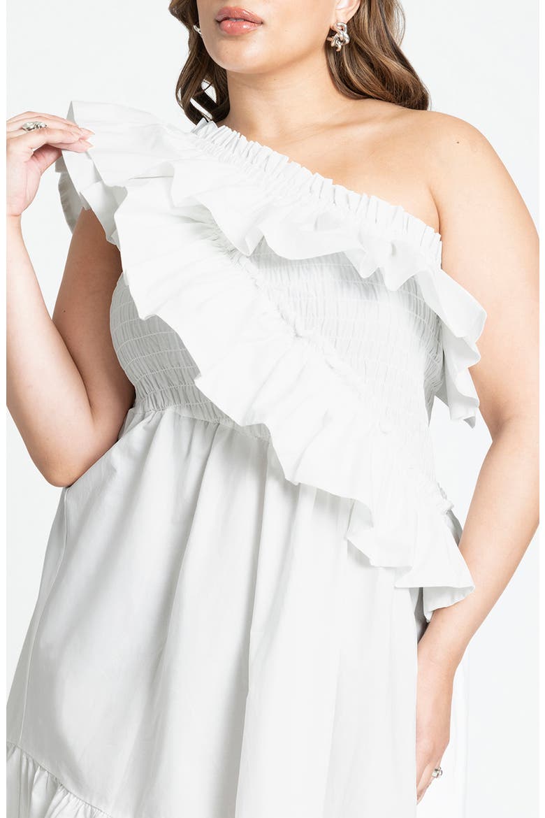 Ruffle One-Shoulder Maxi Dress, Alternate, color, BRIGHT WHITE