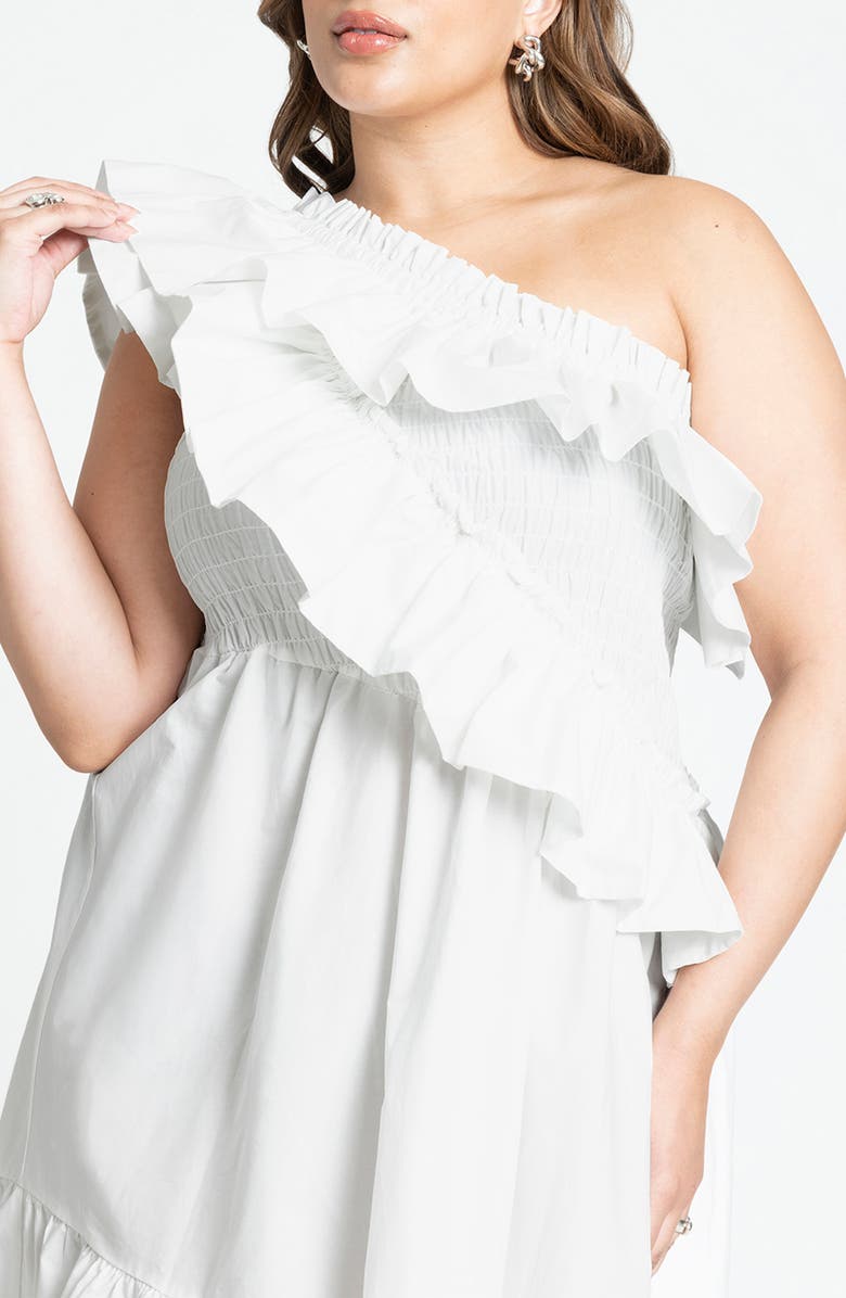 ELOQUII Ruffle One-Shoulder Maxi Dress, Alternate, color, 
