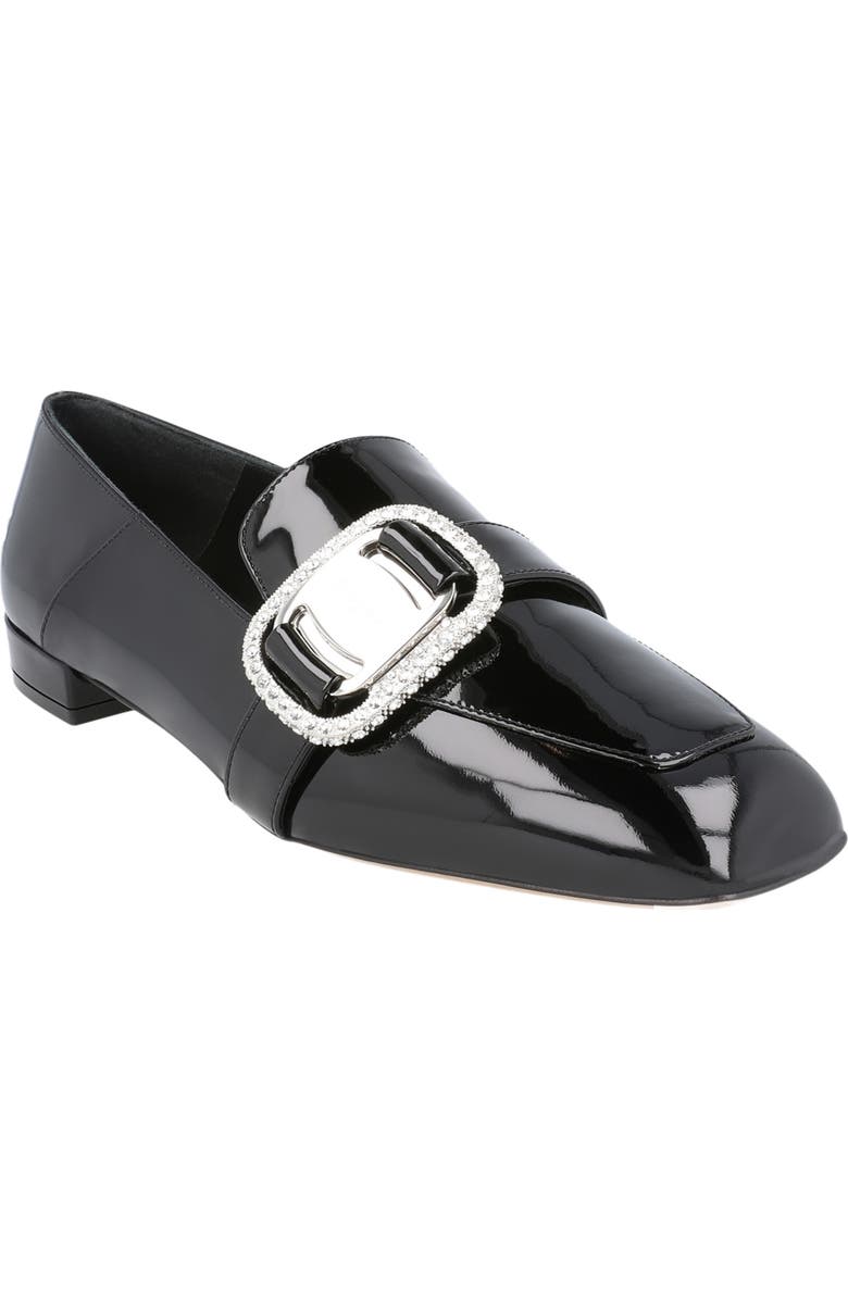 FERRAGAMO Embellished Patent Loafer, Main, color, Black