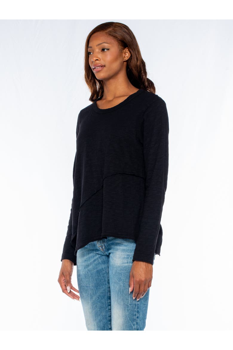 Crew Long Sleeve Easy Crossover Raw Hem Top, Alternate, color, Grey Heather