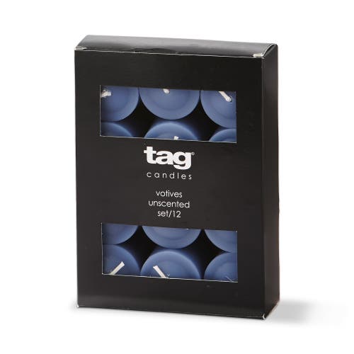 Tag Slate Blue Votive Candles Set Of 12 Smokeless Paraffin Wax In Blue