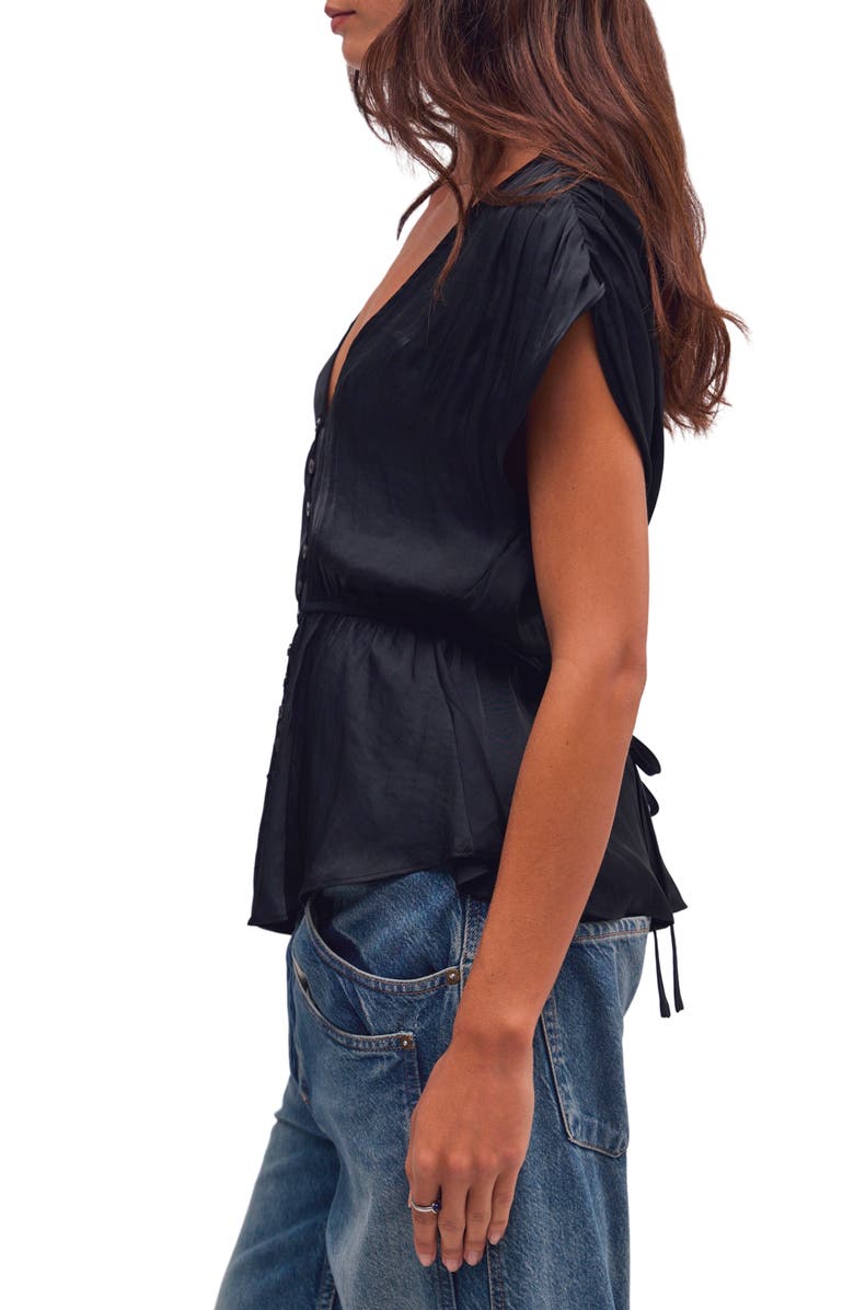 Free People Ash Button-Up Peplum Top, Alternate, color, Black