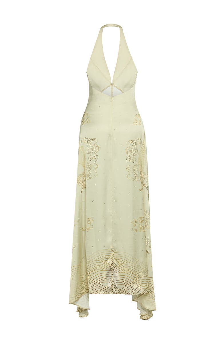 Je Te Veux Golden Koi Maxi Dress With Crystal Hem, Alternate, color, 