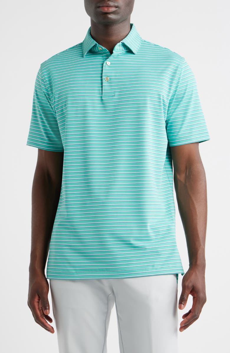 Peter Millar Dunnes Stripe Performance Jersey Polo, Main, color, Meadow