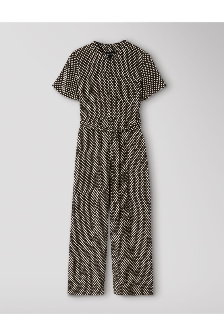 Short Sleeve Wide Leg Jumpsuit, Alternate, color, Brown/Multi