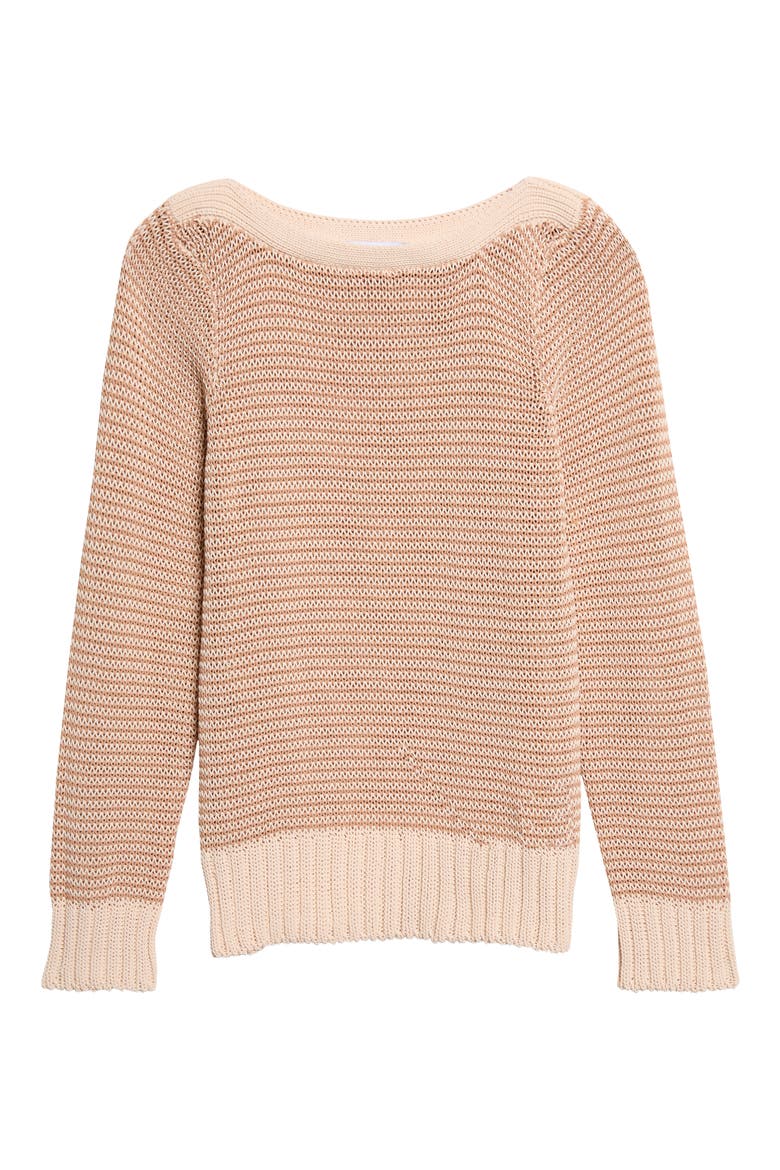 Orlian Stripe Stretch Cotton Sweater, Main, color, CHAI ECRU