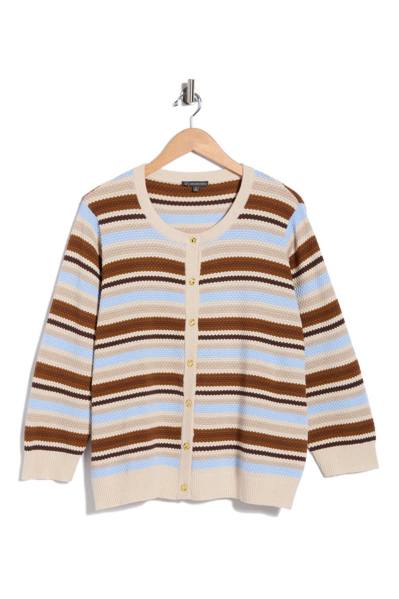 Stripe Cardigan, Main, color, BROWN/ CLASSIC BLUE COMBO