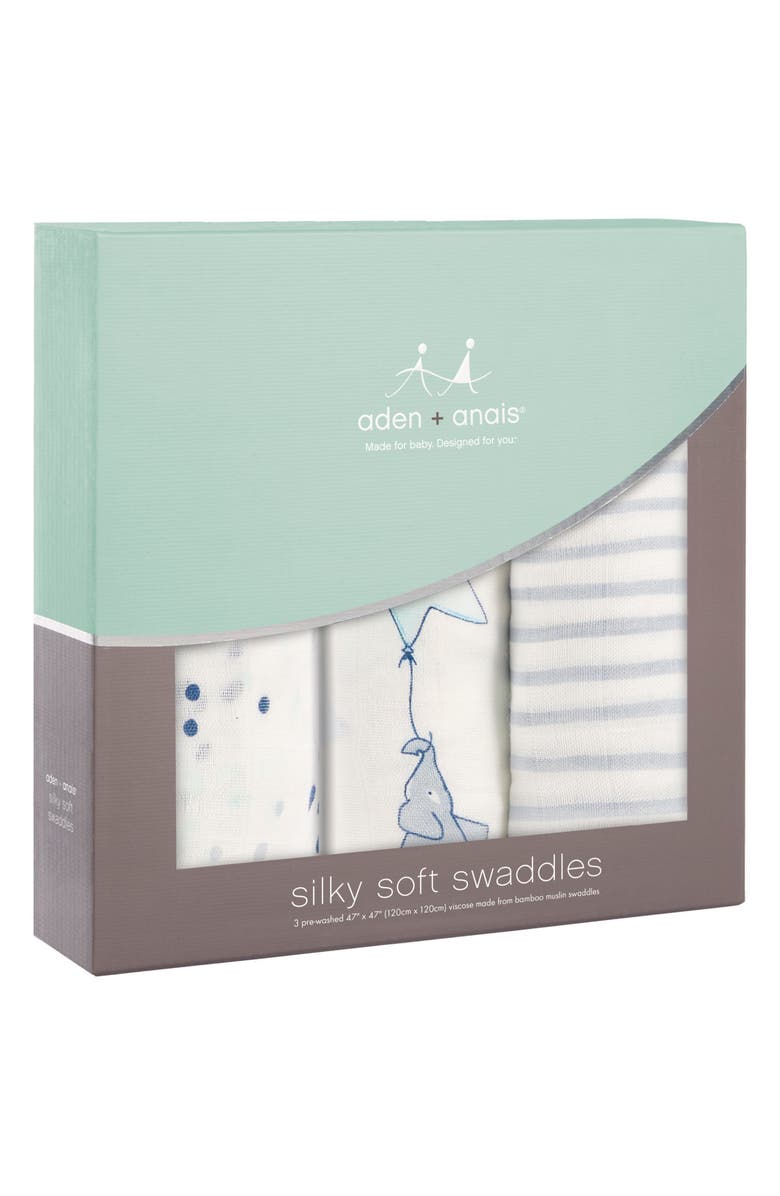aden + anais Silky Soft Pack of 3 Swaddling Cloths, Alternate, color, 