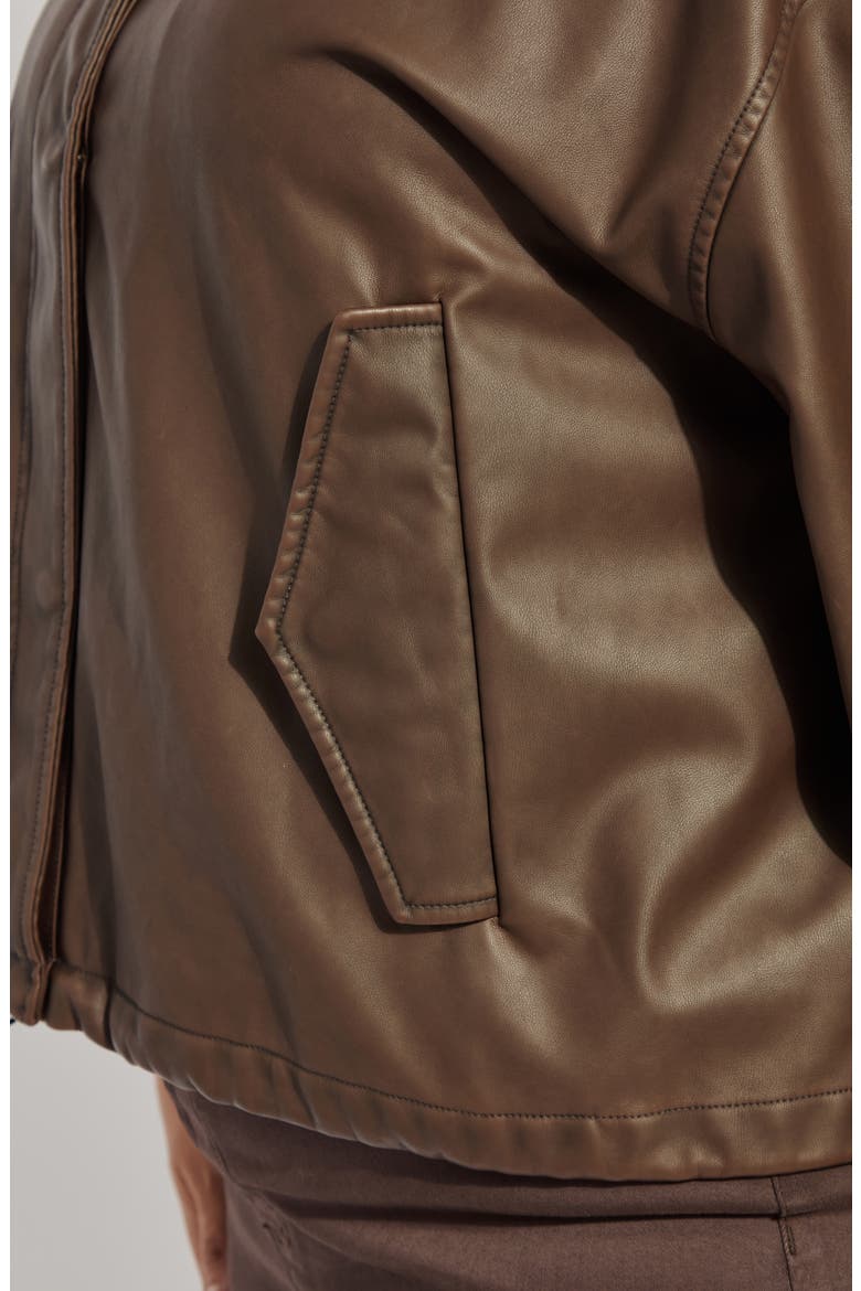 Mina Oversized Faux Leather Jacket, Alternate, color, TRUFFLE