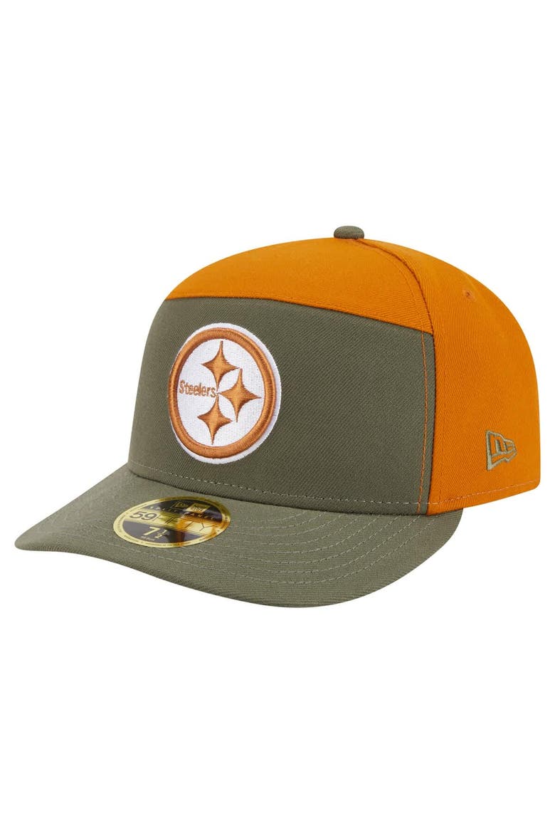 Men's New Era Olive/Brown Pittsburgh Steelers Two-Tone Color Pack Split Panel 59FIFTY Fitted Hat, Main, color, Olive