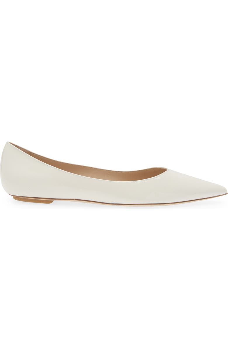 Stuart Weitzman Emilia Pointed Toe Flat, Alternate, color, Cream Patent