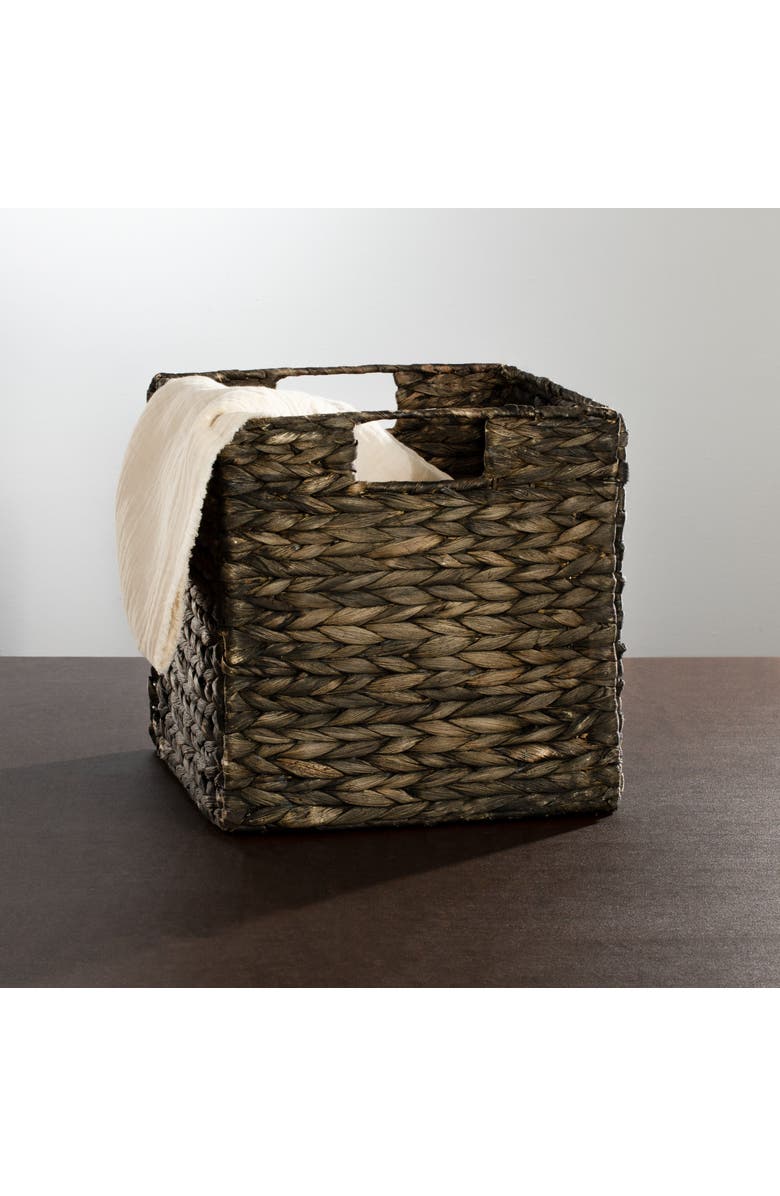 mDesign Hyacinth Woven Cube Bin Basket Organizer, Alternate, color, Black Wash
