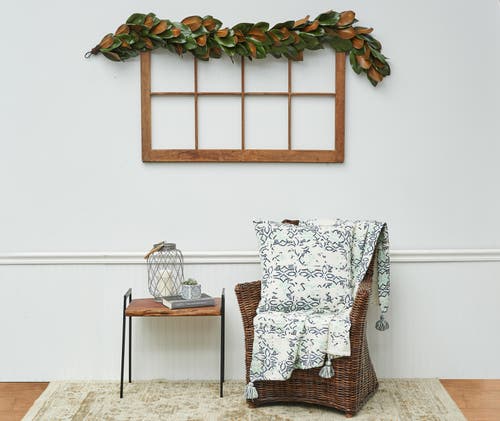 C & F Home C&f Home Esha Blue & White Damask Pattern Super Soft Cozy Accent Throw Blanket In White