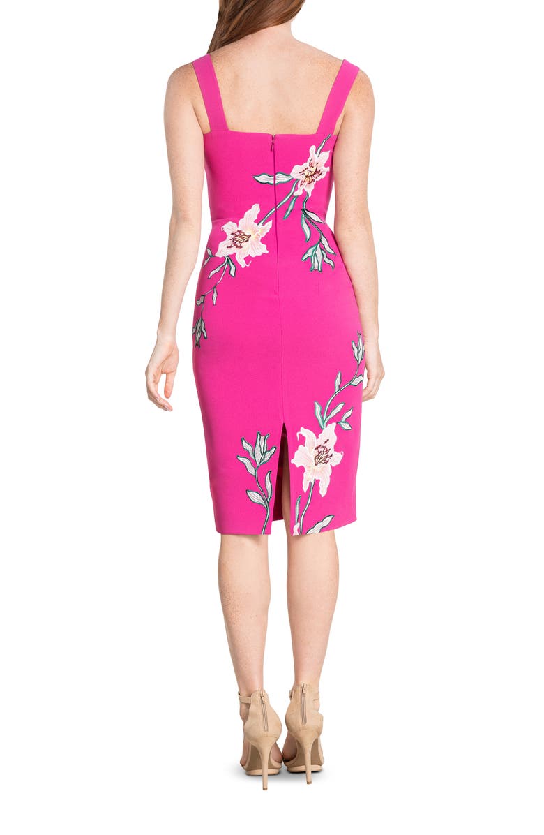 Dress the Population Nicole Floral Sweetheart Neck Cocktail Dress, Alternate, color, Bright Fuch M