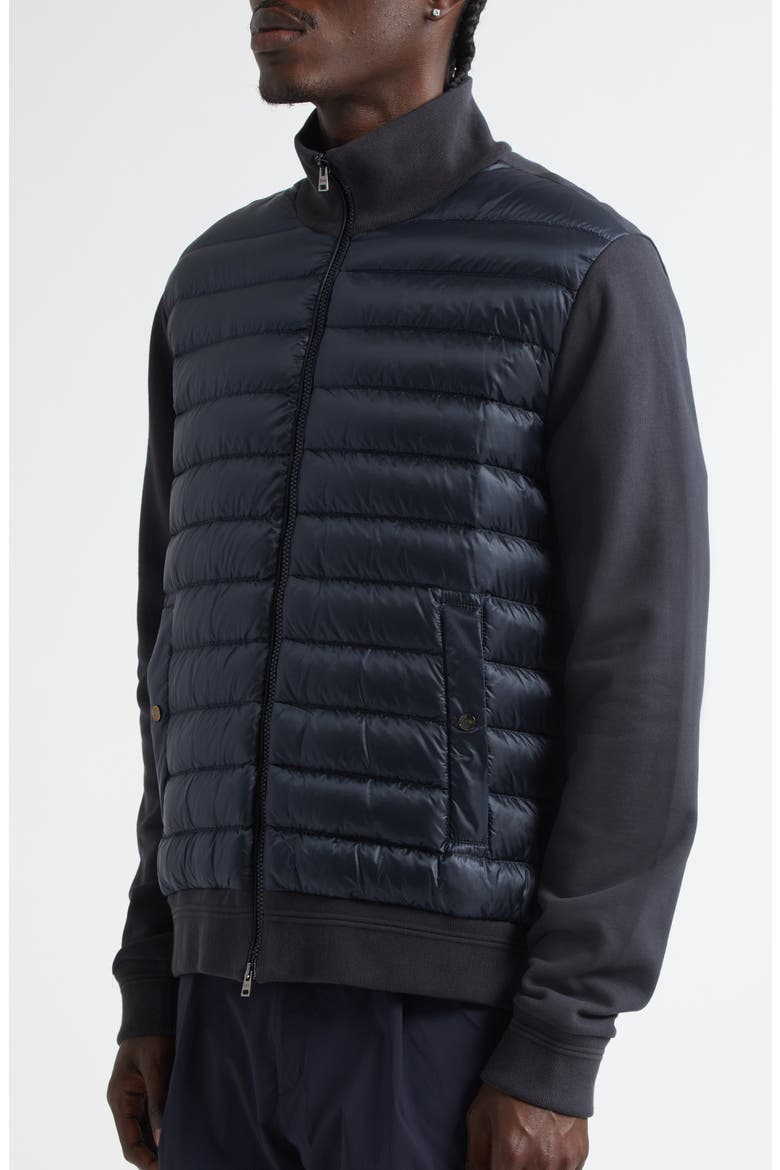 Cotton Knit & Quilted Down Jacket, Alternate, color, BLUE NAVY