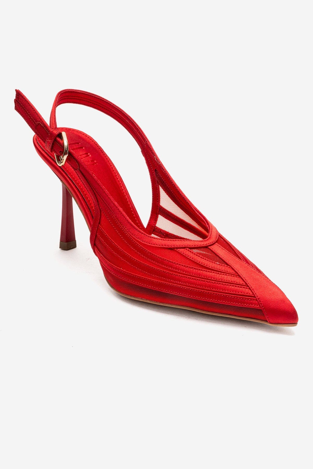 Safira Stiletto Pump, Alternate, color, Red Satin