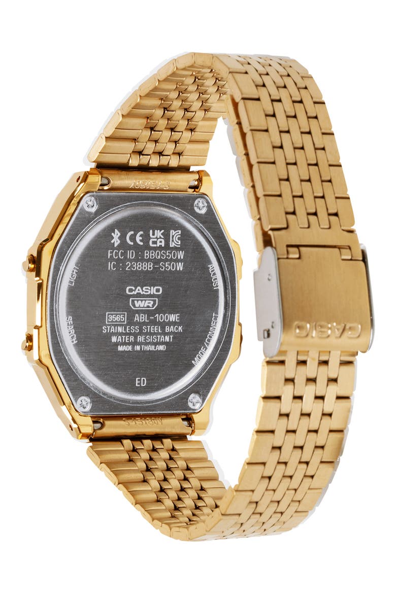 Vintage Goldtone Digital Bracelet Bluetooth® Watch, 41.4mm x 37.9.5mm, Alternate, color, GOLD