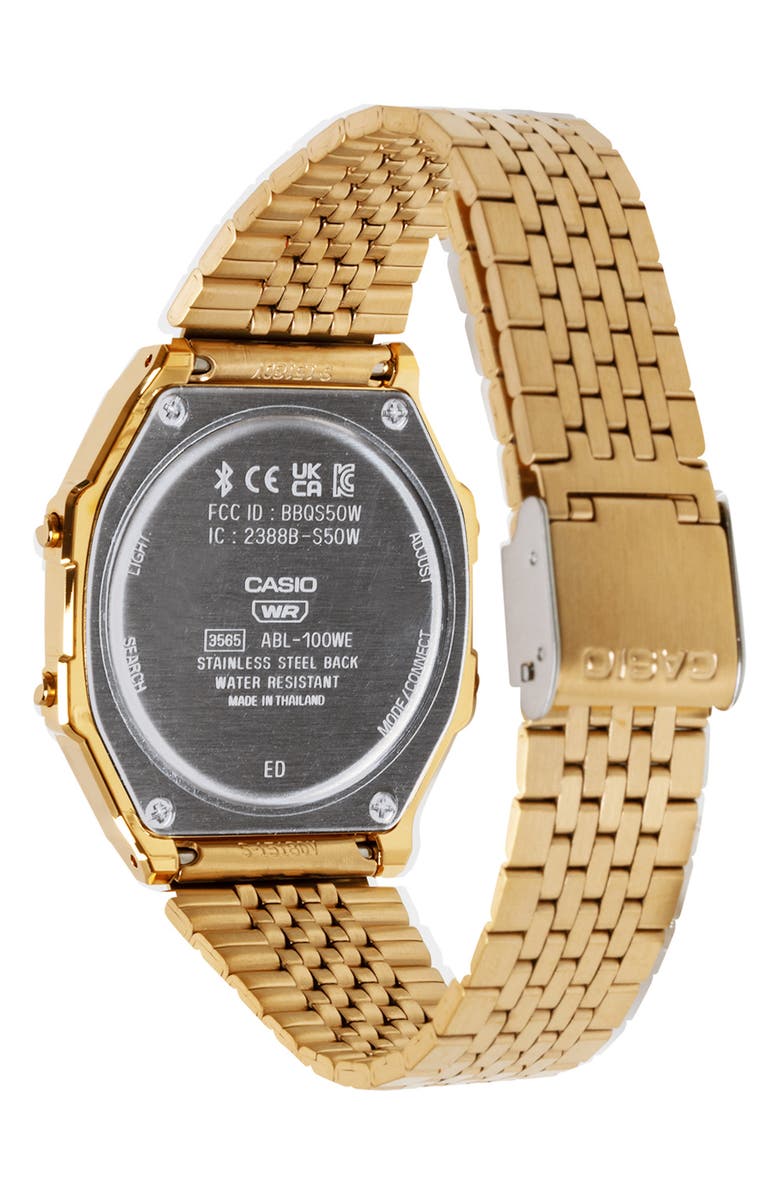 CASIO Vintage Goldtone Digital Bracelet Bluetooth<sup>®</sup> Watch, 41.4mm x 37.9.5mm, Alternate, color, Gold