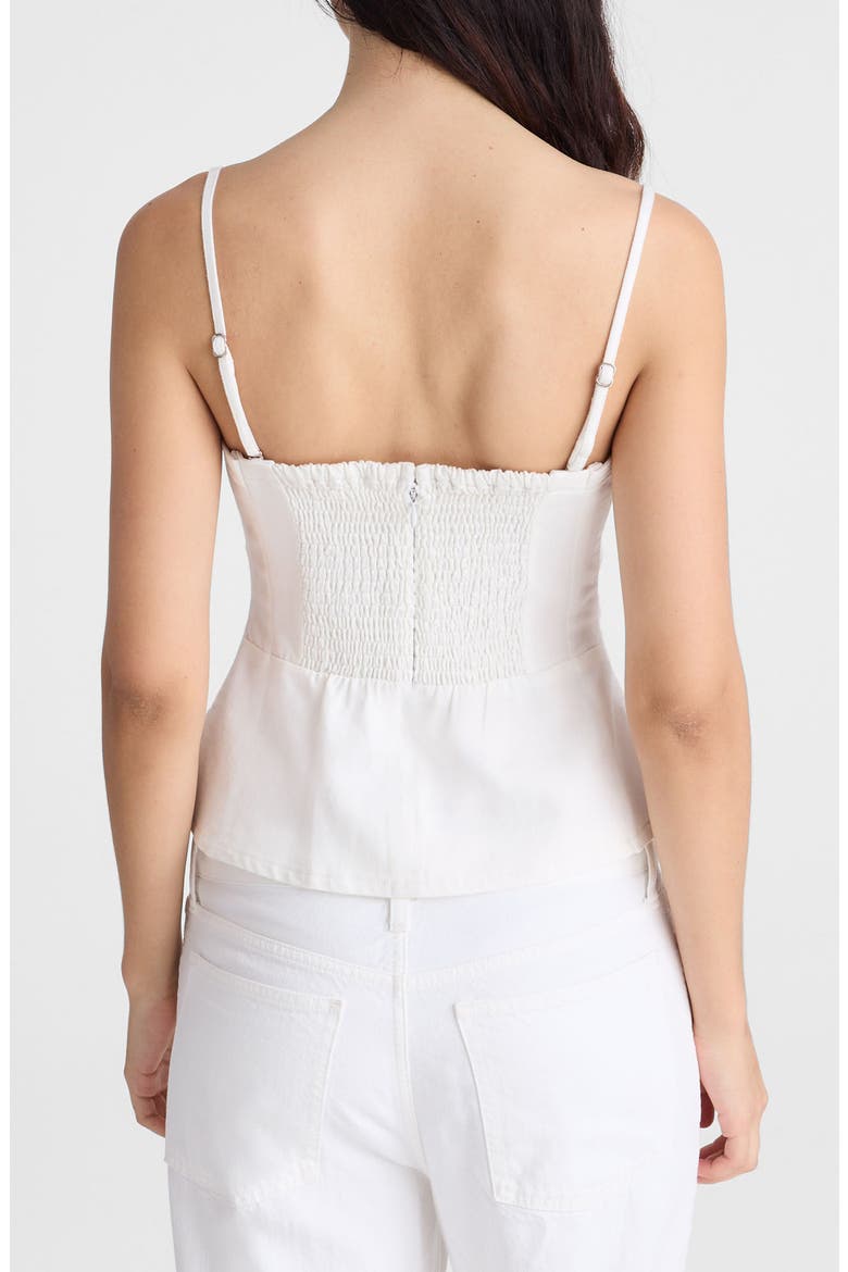 Ruched Square Neck Denim Tank, Alternate, color, TILE WHITE