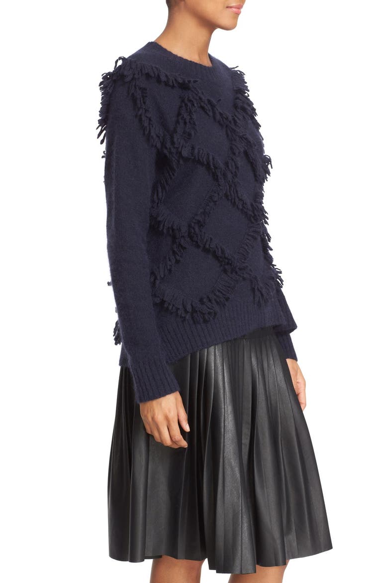 Fringe Pullover Sweater, Alternate, color, NAVY