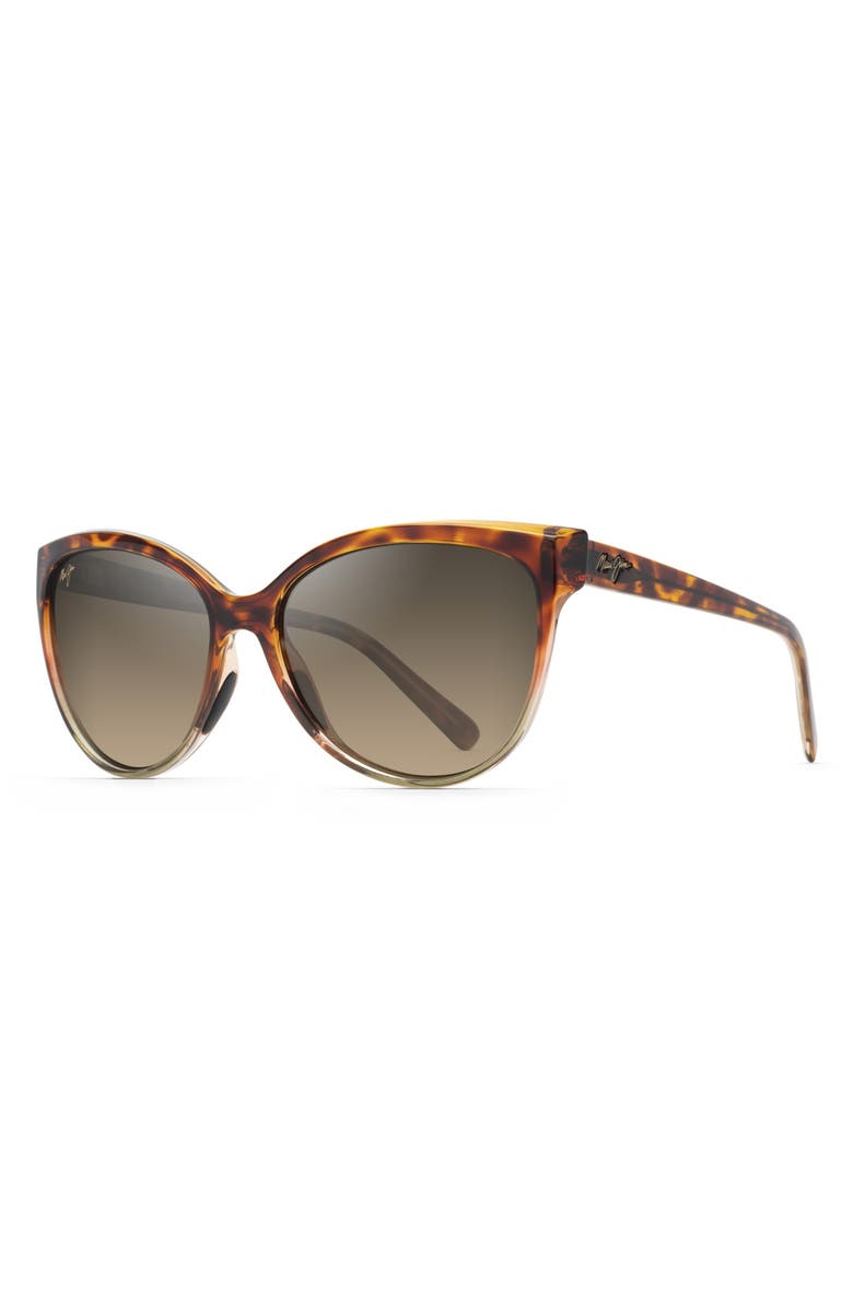 Maui Jim 'Olu 'Olu 57mm Polarized Cat Eye Sunglasses, Alternate, color, Tortoise With Tan/ Hcl Bronze