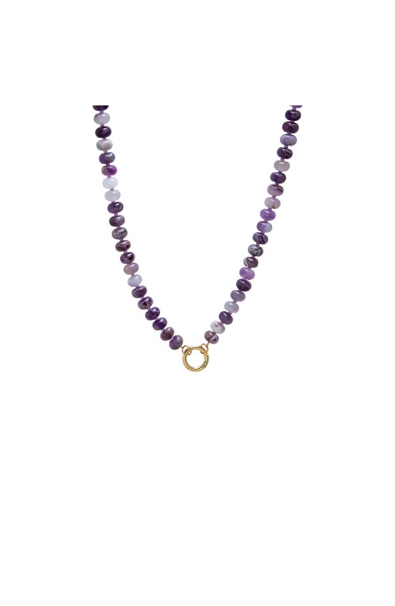 BY ADINA EDEN Purple Amethyst Natural Stone Beaded Clicker Necklace, Main, color, Purple
