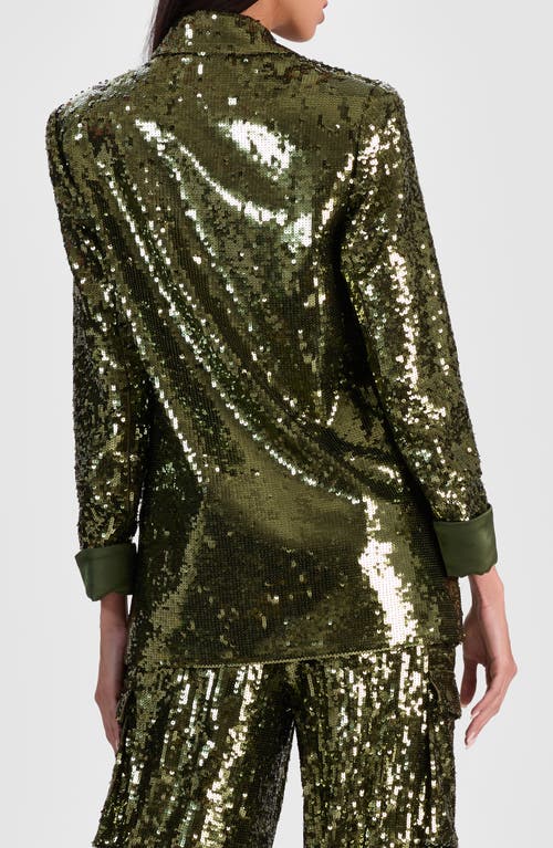 Alice And Olivia Quincy Sequin Blazer In Green