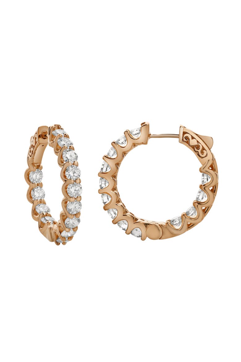 Lilith 14K Gold Diamond Hoop Earrings - 4 Cts, Main, color, 14K Rose Gold