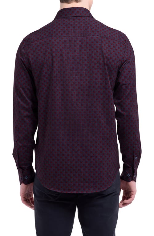Bugatchi Jimmy Ooohcotton® Geo Pattern Button-up Shirt In Burgundy