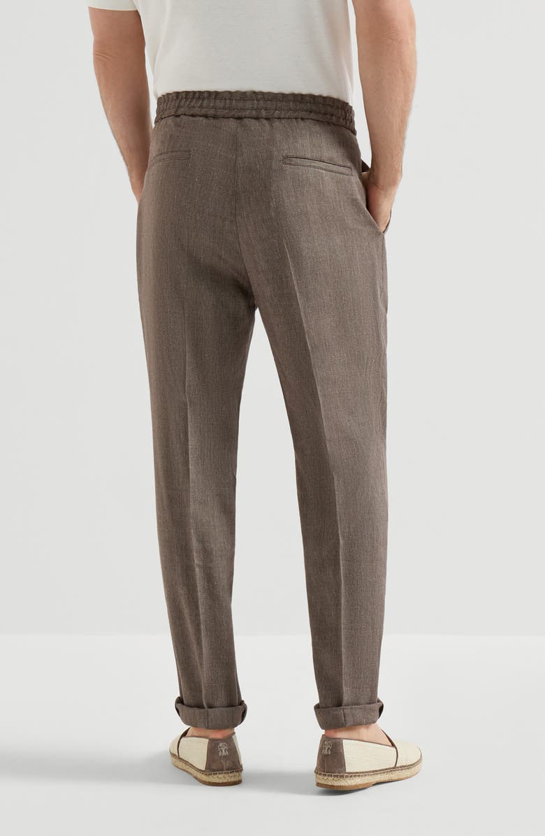 Brunello Cucinelli Trousers with drawstring and double pleats, Alternate, color, Hazelnut