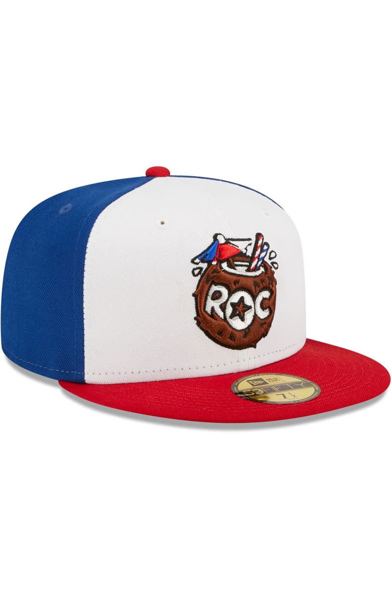 New Era Men's New Era White/Red Cocos Locos de Rochester Copa De La Diversion 59FIFTY Fitted Hat, Alternate, color, White
