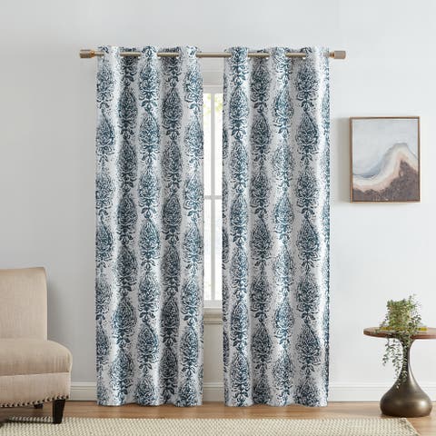 Raja Boho Print Blackout Window Curtain Panel, Set Of 2