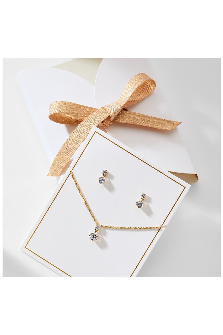 Stud Earrings & Pendant Necklace Set, Alternate, color, GOLD
