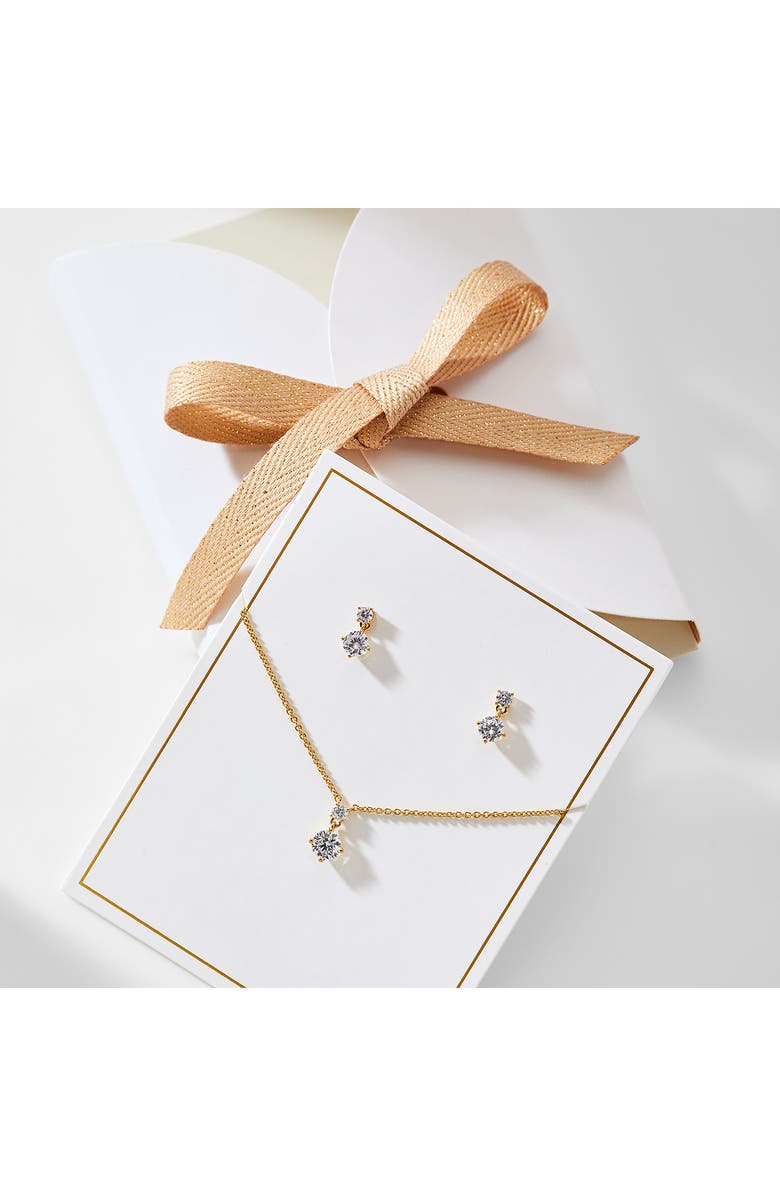 Nadri Stud Earrings & Pendant Necklace Set, Alternate, color, Gold