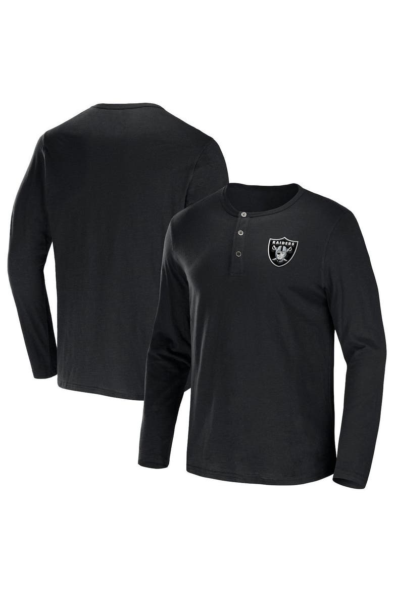 Men's NFL x Darius Rucker Collection by Fanatics Black Las Vegas Raiders Slub Jersey Henley Long Sleeve T-Shirt, Main, color, Black