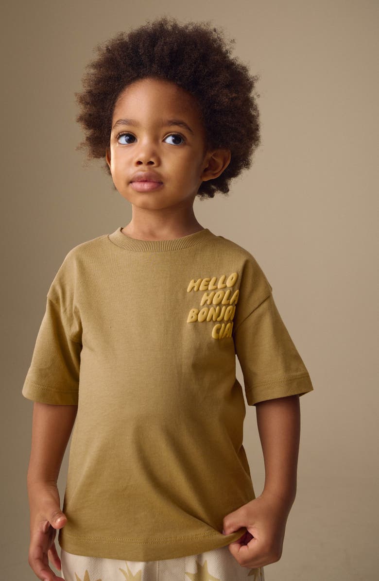 NEXT Kids' Hello Motif Graphic T-Shirt, Alternate, color, Brown