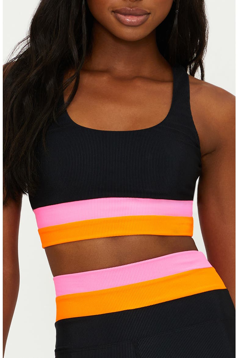 Mackenzine Colorblock Sports Bra, Main, color, SANGRIA