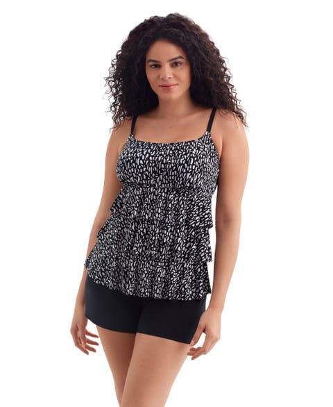 Faux Ruffle Shortini Long Torso Swimsuit