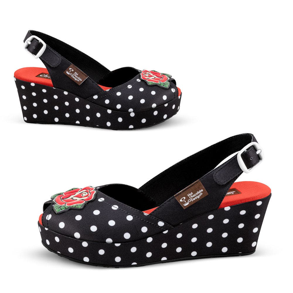 Hot Chocolate Design Rockabilly Women's Wedge Sandals, Alternate, color, Rockabilly