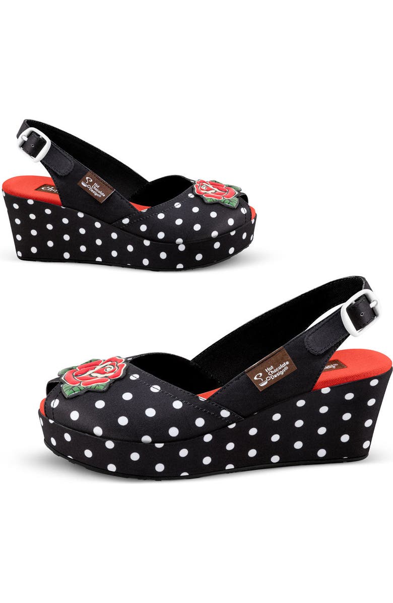 Hot Chocolate Design Rockabilly Women's Wedge Sandals, Alternate, color, Rockabilly