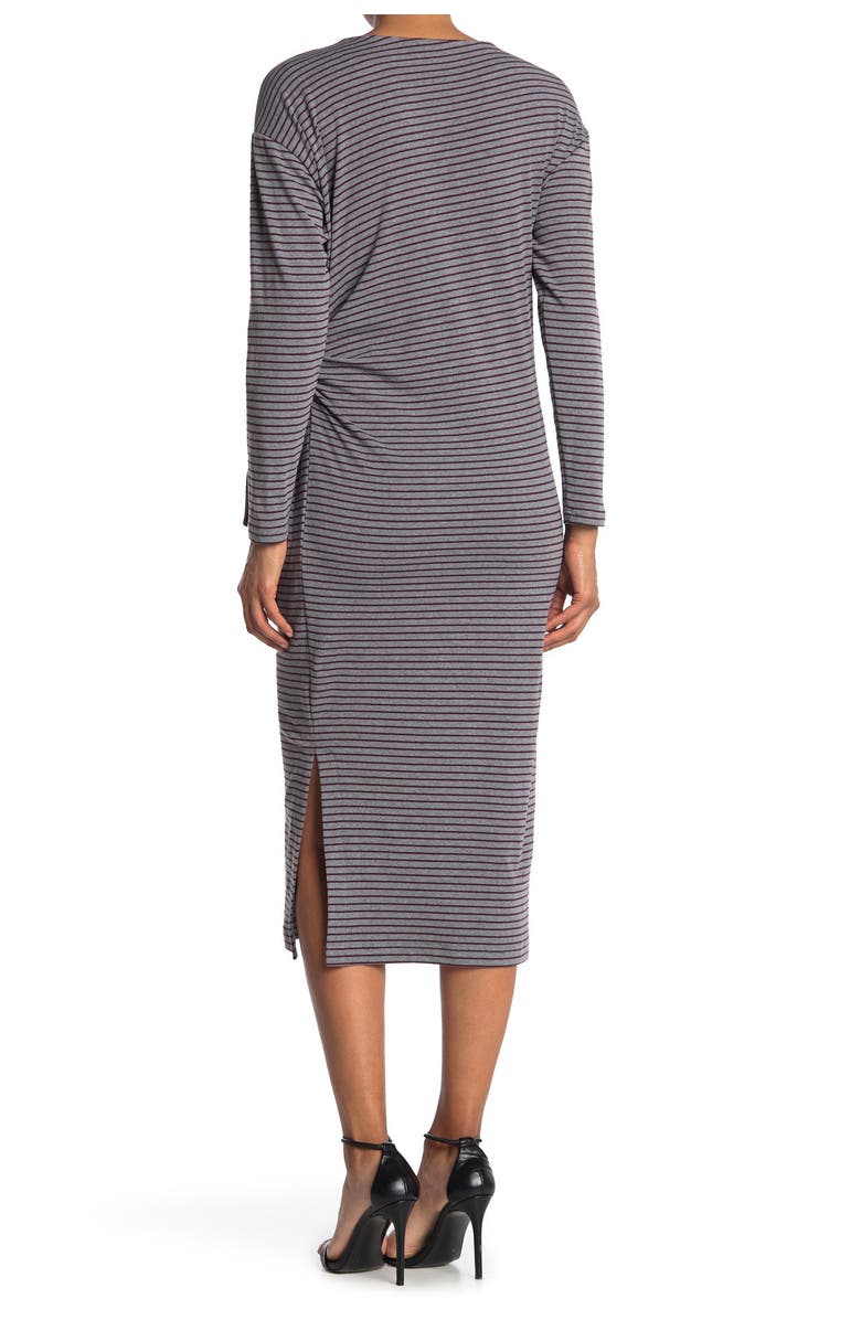 MELLODAY Cozy Striped Long Sleeve Side Tie Midi Dress, Alternate, color,