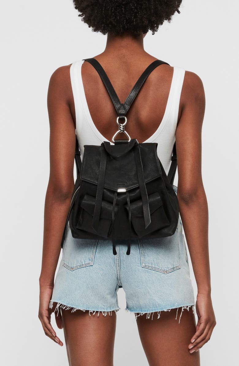 AllSaints Tower Leather Backpack, Alternate, color,
