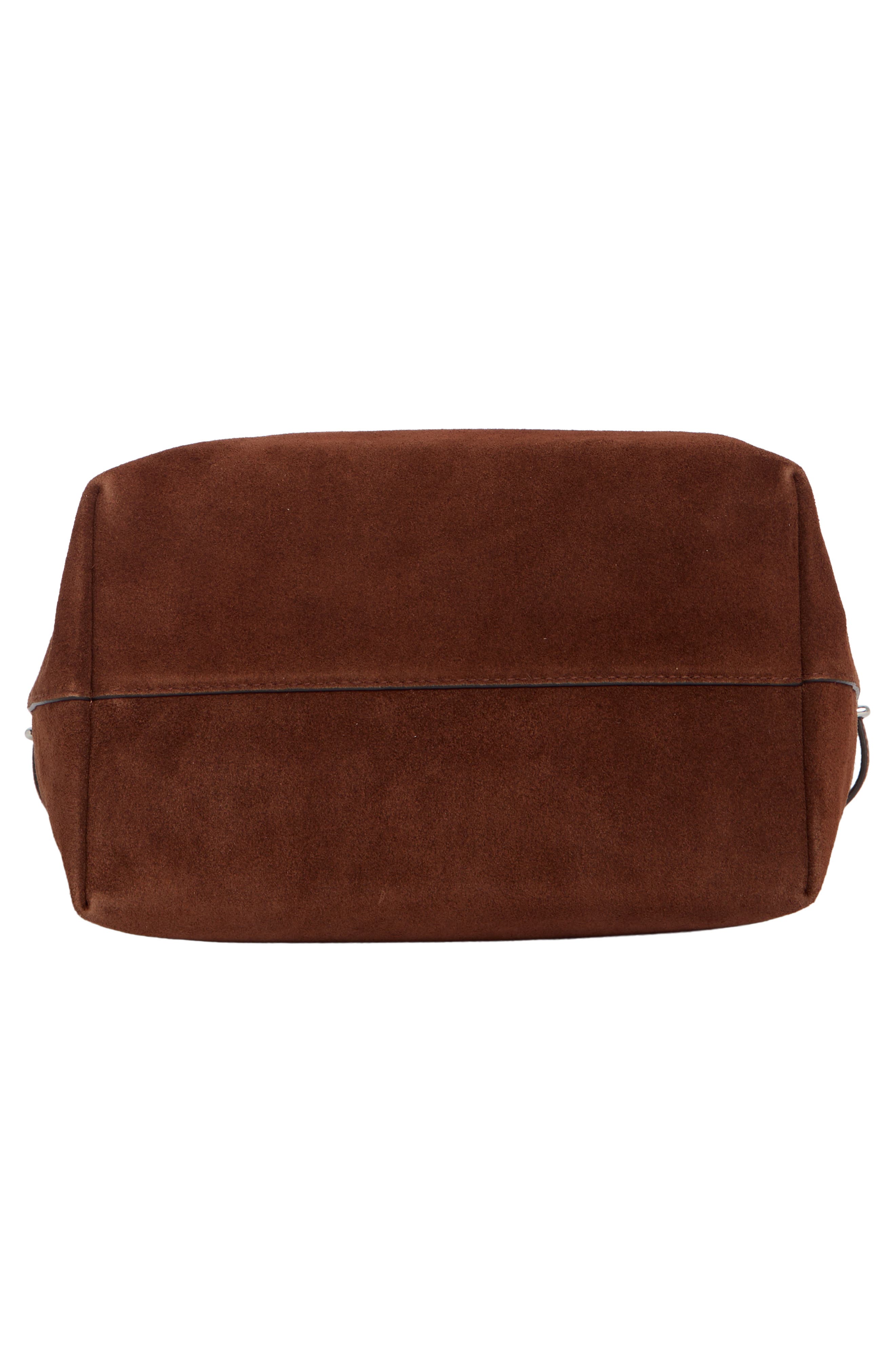 The Essential Belted Suede Bucket Tote, Alternate, color, SOFT MAHOGANY