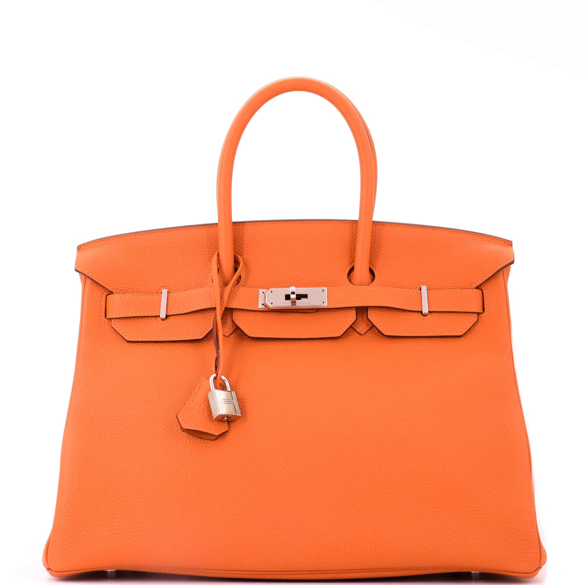 Pre-Owned Hermes Birkin Handbag Orange Togo with Palladium Hardware 35, Main, color, Feu