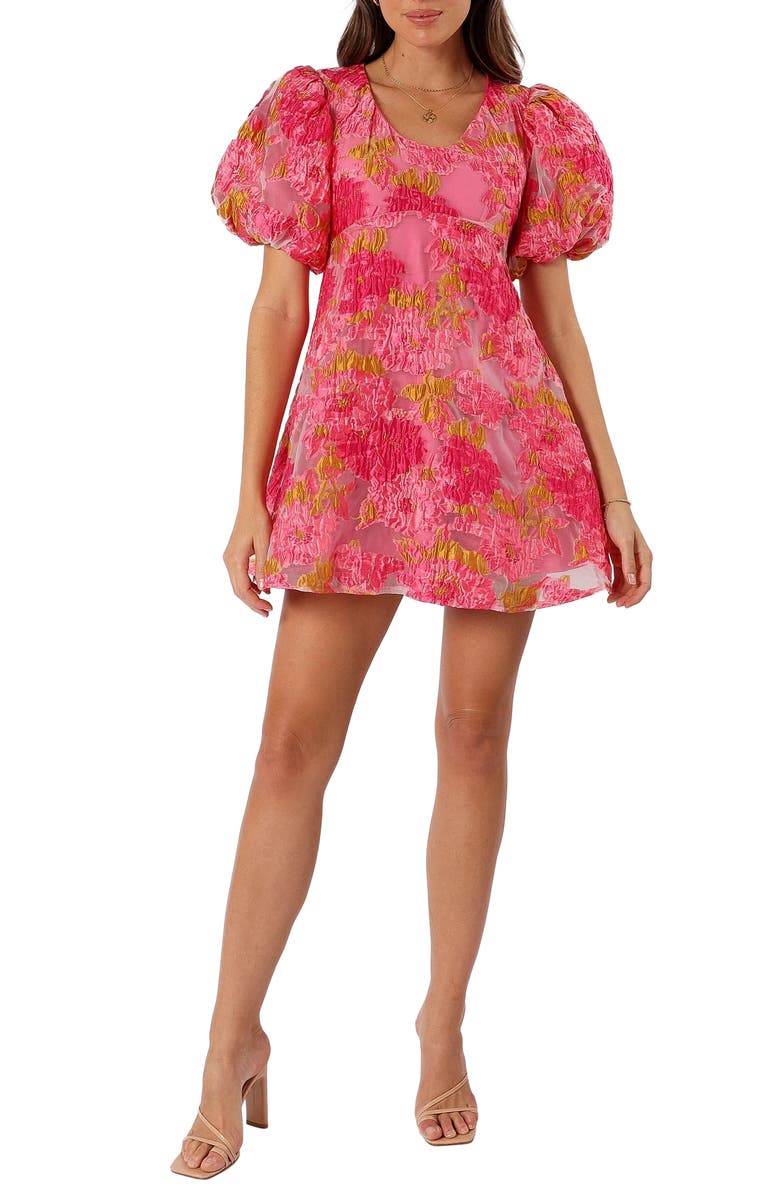 Petal & Pup Jordin Floral Puff Sleeve Minidress, Main, color, 